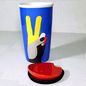 Starbucks Peace Sign 12 Oz Coffee Traveler Tumbler With Lid
